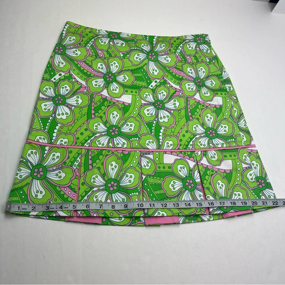 Island Republic Green Pink White Floral Skirt‎ Womens Size 8 Preppy Side Zip NEW